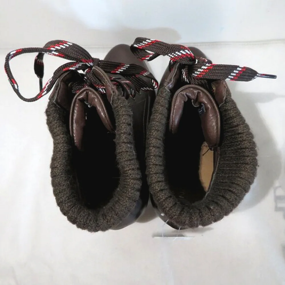 Nautica Espresso Brandt Lace-up Wedge Booties 7.5
